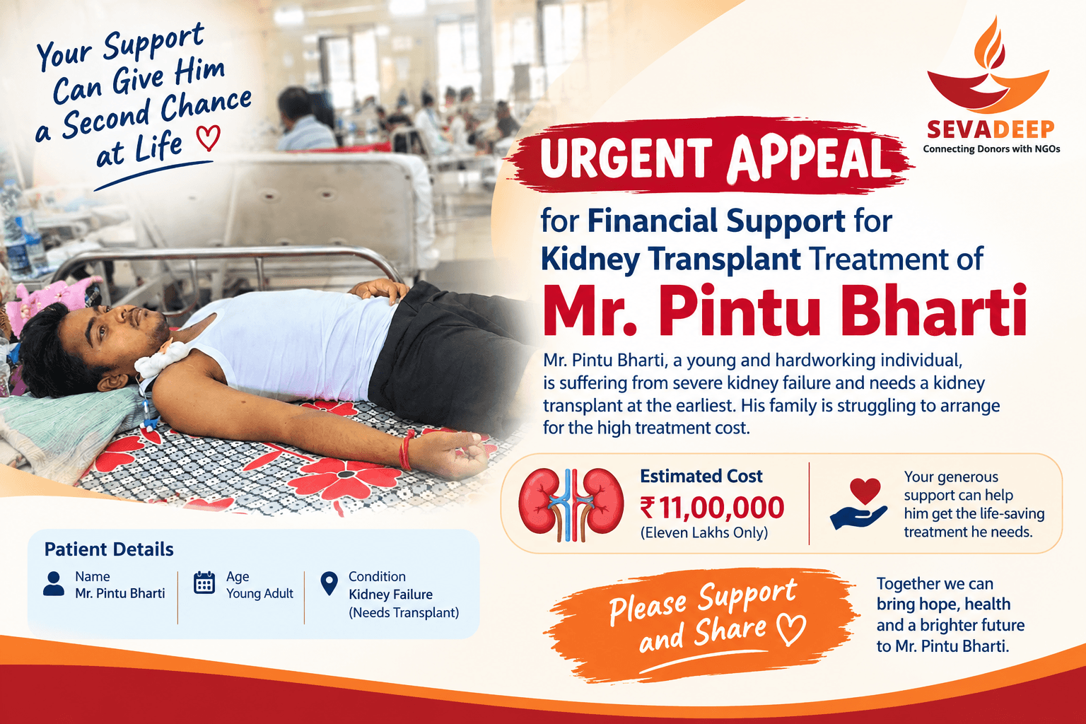 Urgent Appeal for Financial Support for Kidney Transplant Treatment of Mr. Pintu Bharti